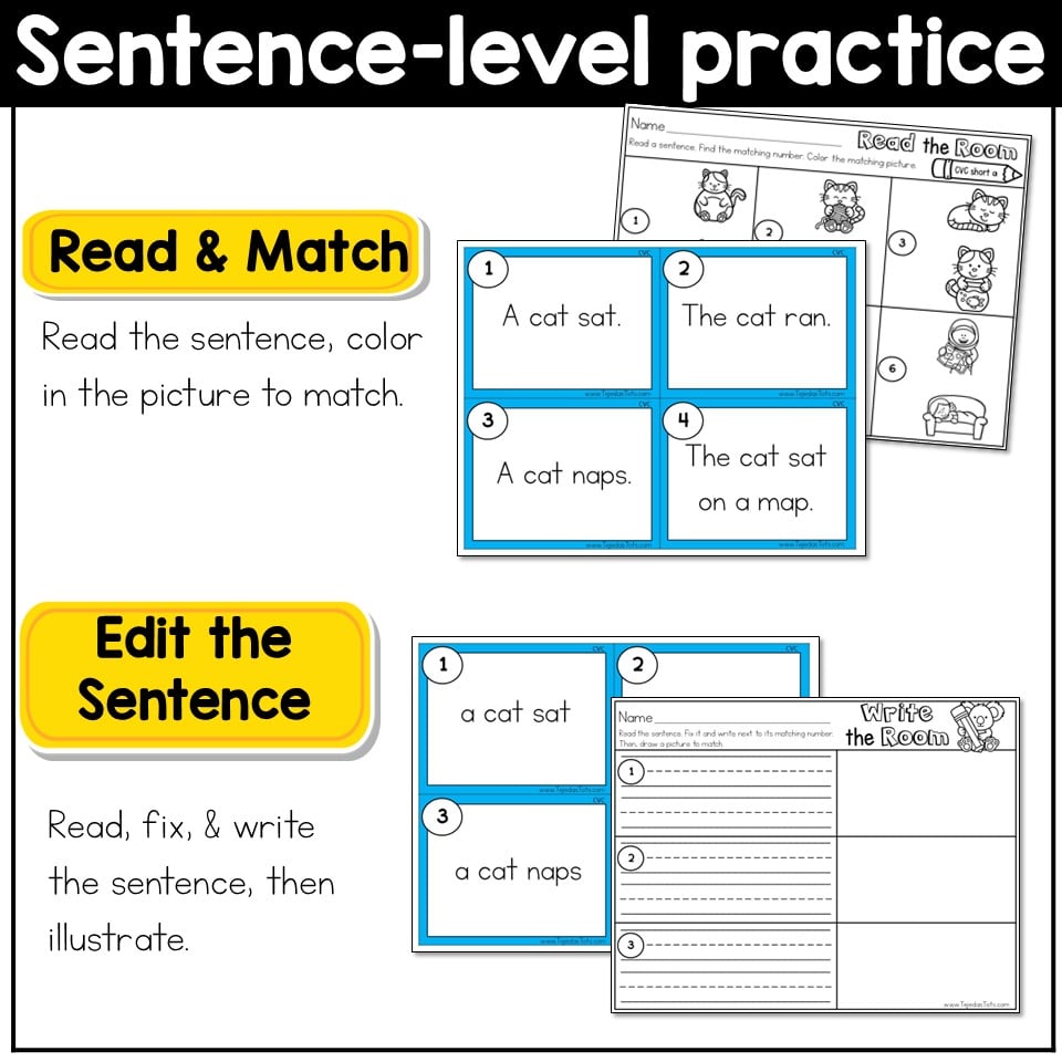 Read & Write the Room Bundle CVC Words & Sentences Read Trace Write Spell Edit