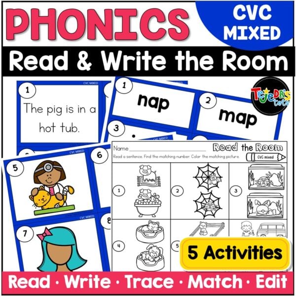 CVC Words Read the Room Write the Room Phonics Center Kindergarten 1st Grade - Image 1