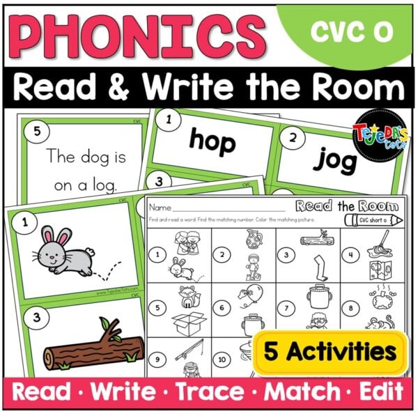 CVC Short O Read the Room Write the Room Phonics Center Kindergarten 1st Grade - Image 1