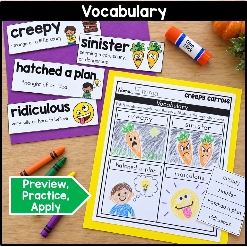 Creepy Carrots Halloween October Read Aloud and Activity Craft 1st Grade Fall