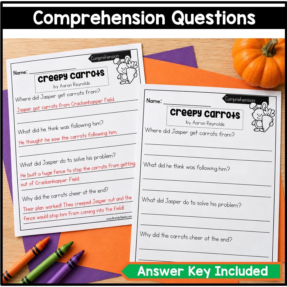 Creepy Carrots Halloween October Read Aloud and Activity Craft 1st Grade Fall