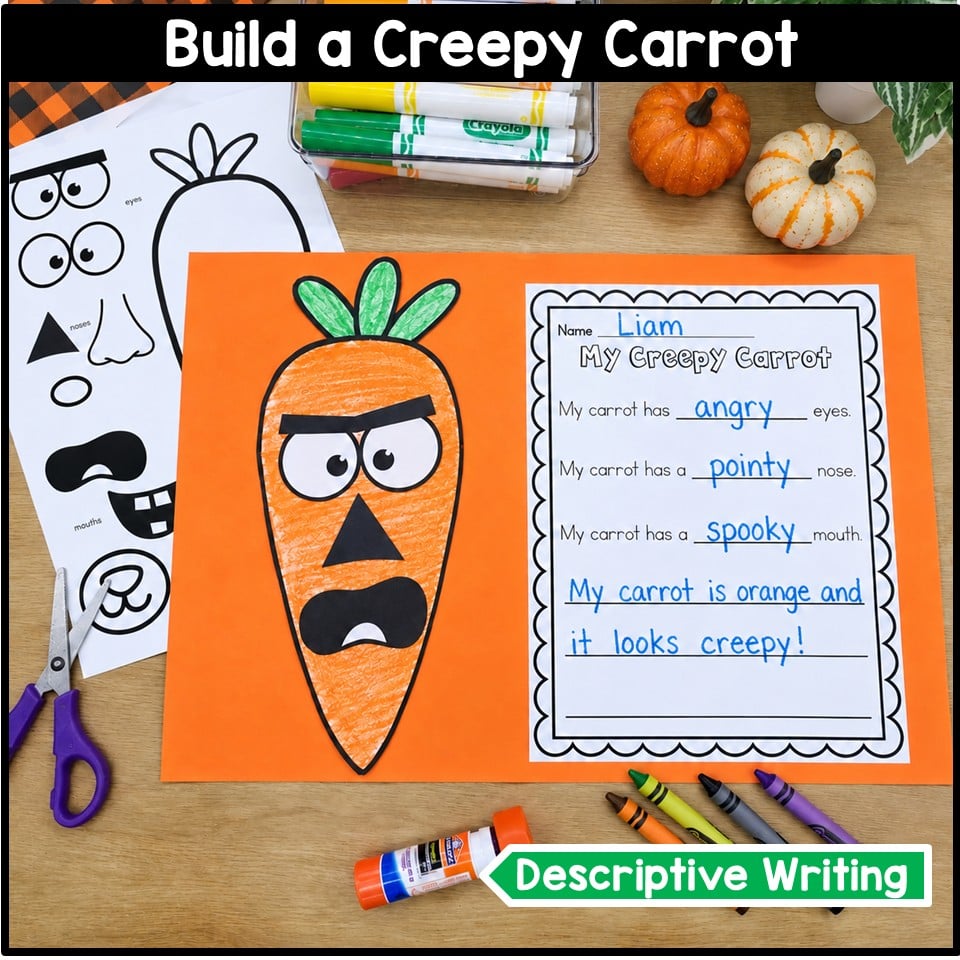 Creepy Carrots Halloween October Read Aloud and Activity Craft 1st Grade Fall