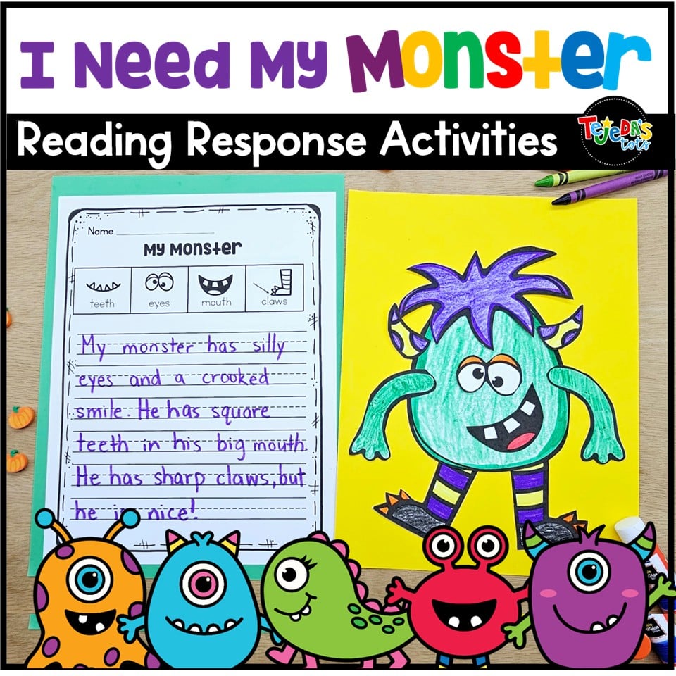 I Need My Monster Halloween October Read Aloud and Activity Craft 1st Grade Fall