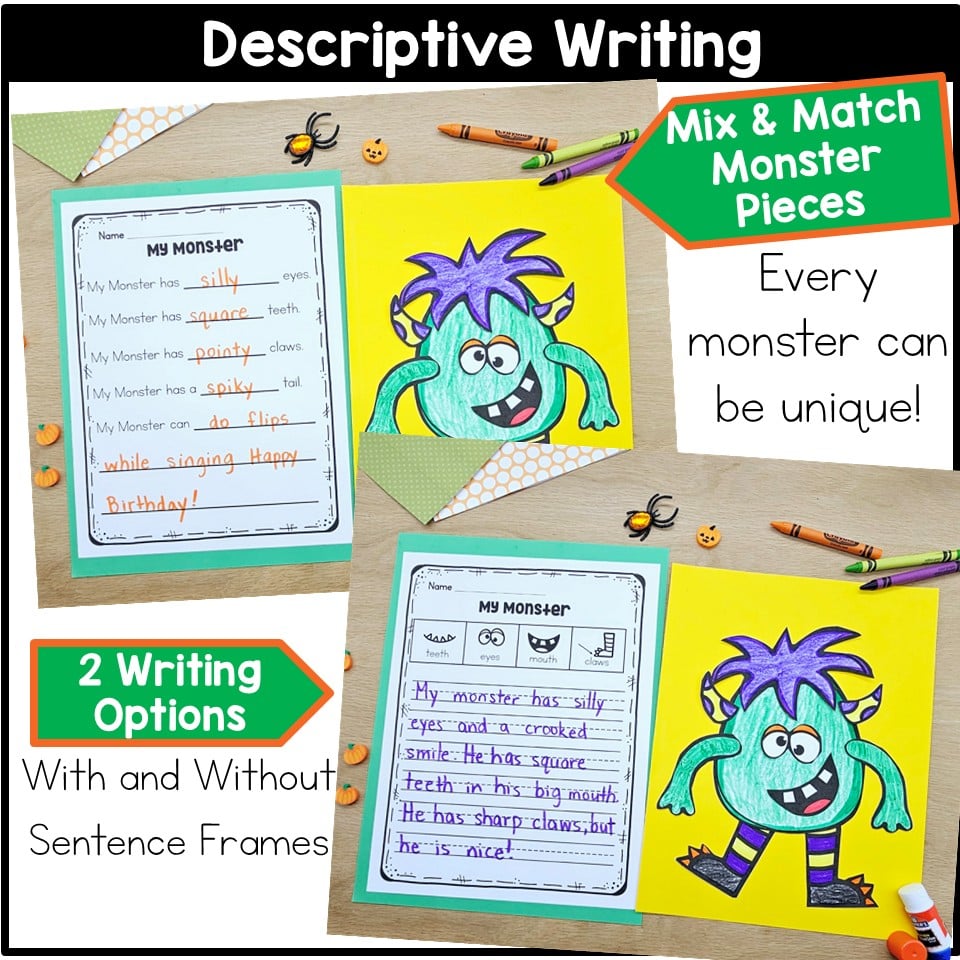 I Need My Monster Halloween October Read Aloud and Activity Craft 1st Grade Fall