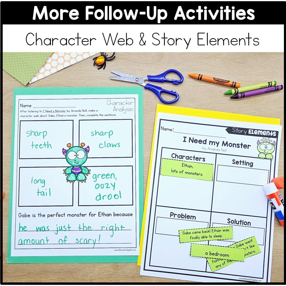 I Need My Monster Halloween October Read Aloud and Activity Craft 1st Grade Fall