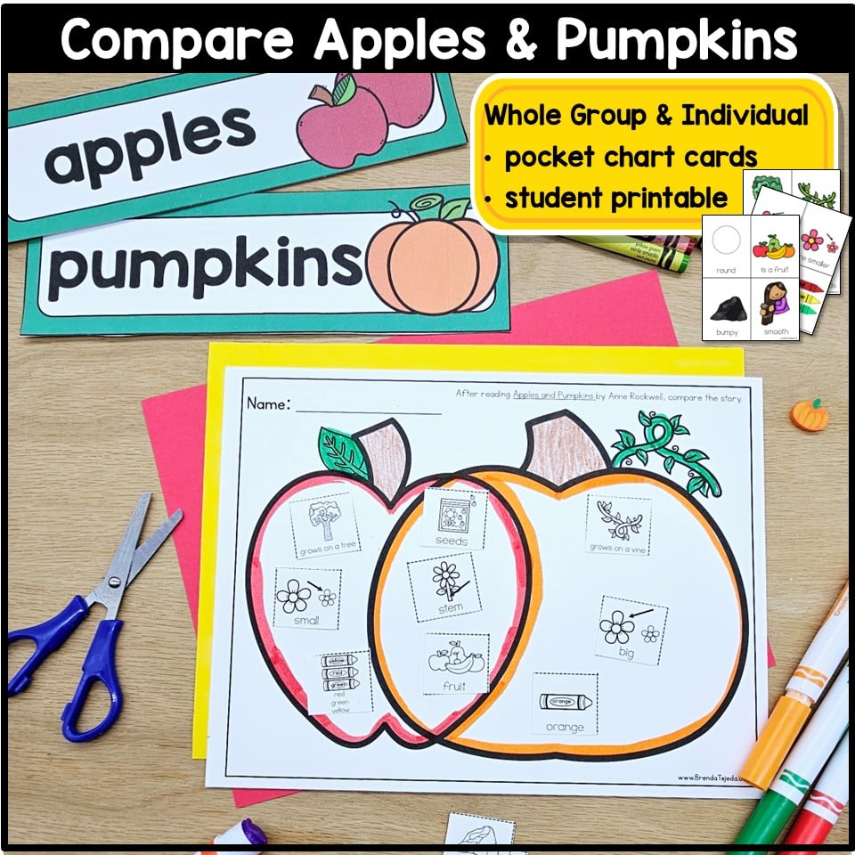 Apples and Pumpkins Craft Fall Read Aloud Activities Name Craft Compare Contrast