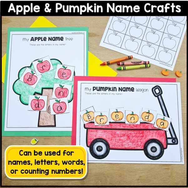 Apples and Pumpkins Craft Fall Read Aloud Activities Name Craft Compare Contrast - Image 4
