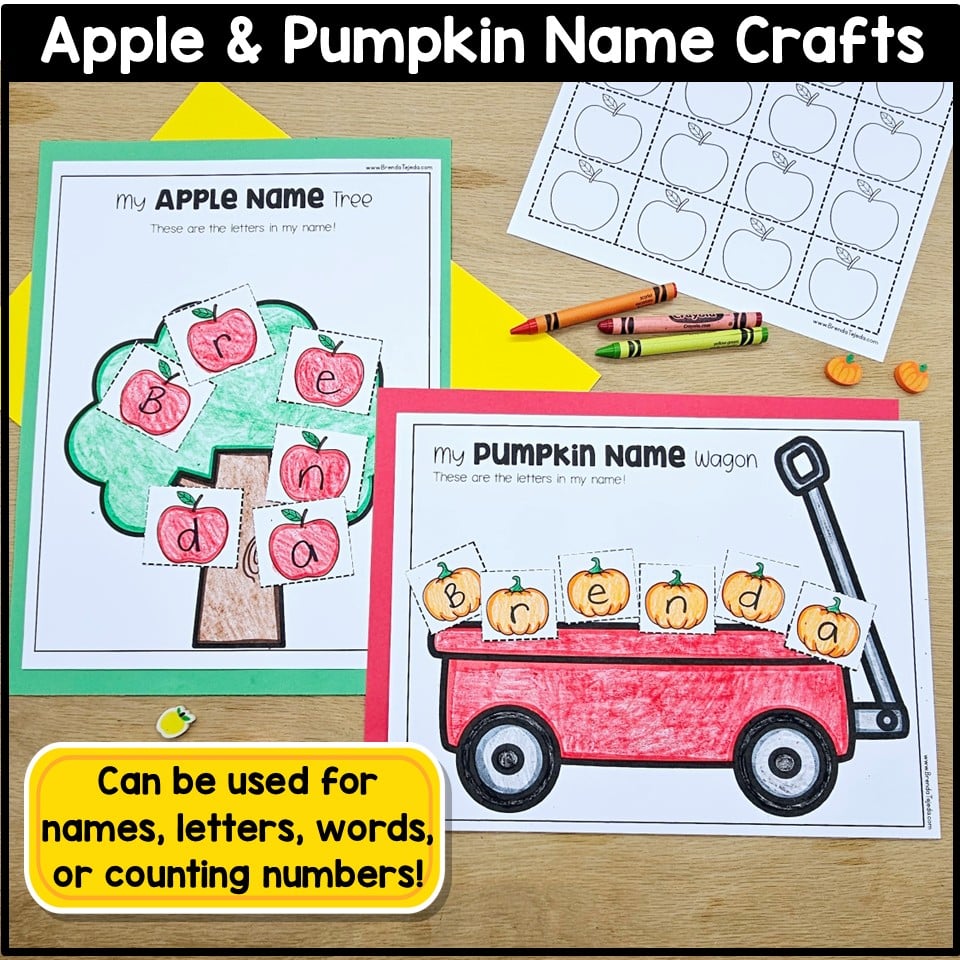 Apples and Pumpkins Craft Fall Read Aloud Activities Name Craft Compare Contrast