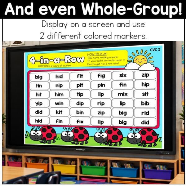 CVC Words Game Phonics Center 4 in a Row Short Vowels Kindergarten 1st Grade - Image 6