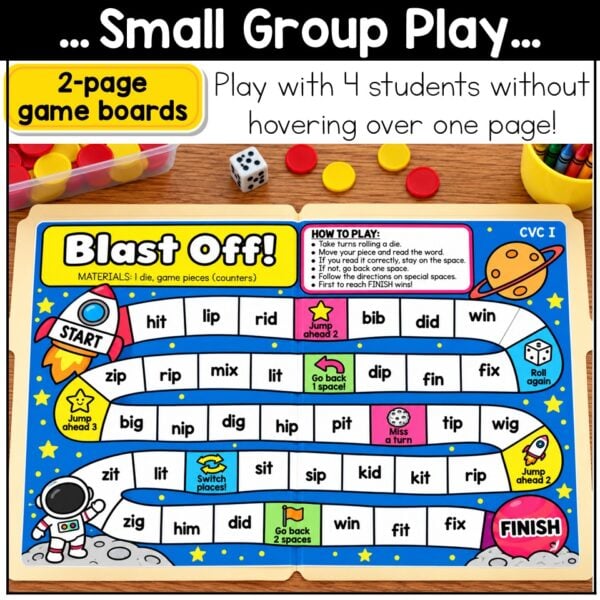 CVC Words Game Phonics Center Blast Off Short Vowels Kindergarten 1st Grade - Image 4