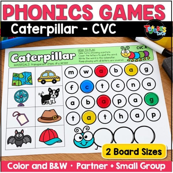 CVC Words Game Phonics Center Word Building Short Vowels Kindergarten 1st Grade - Image 1