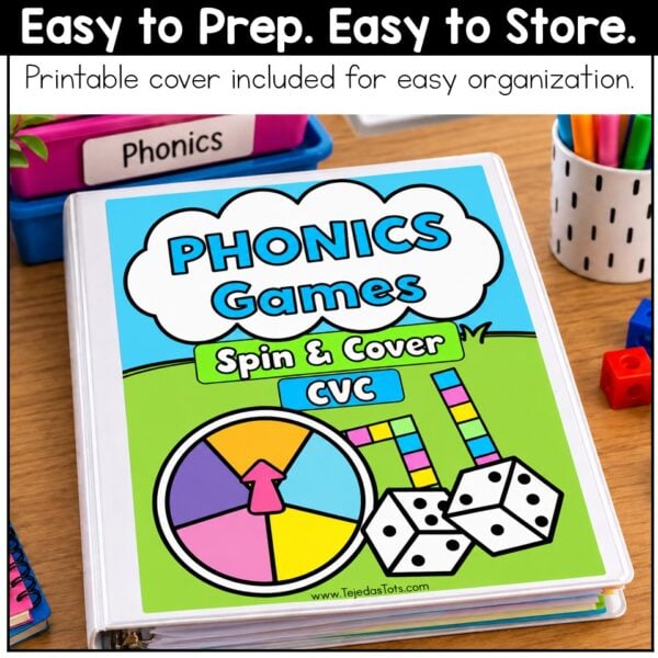 CVC Words Roll and Read Game Short Vowel Phrases Kindergarten 1st Grade Center - Image 6