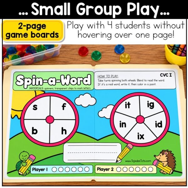 CVC Words Game Phonics Center Spin a Word Short Vowels Kindergarten 1st Grade - Image 4