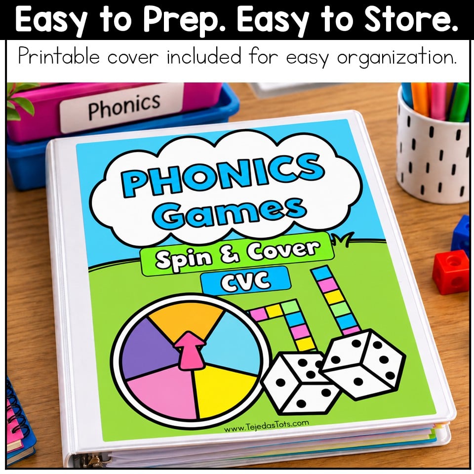 CVC Words Game Phonics Center Spin a Word Short Vowels Kindergarten 1st Grade
