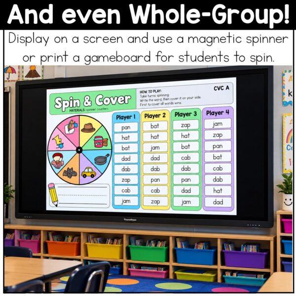 CVC Words Game Phonics Center Spin & Cover Short Vowels Kindergarten 1st Grade - Image 6
