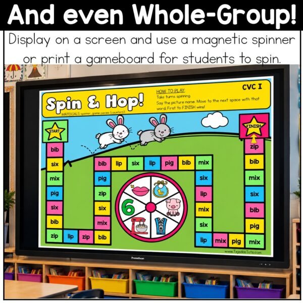 CVC Words Game Phonics Center Spin & Hop Short Vowels Kindergarten 1st Grade - Image 6