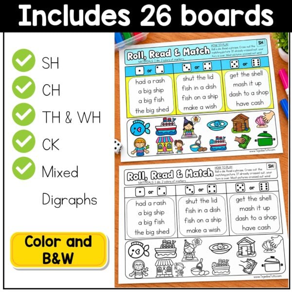 Digraph Game Bundle Phonics Centers Kindergarten 1st Grade No Prep Literacy Centers - Image 2