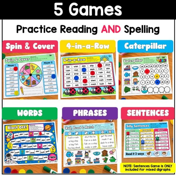 Digraph Game Bundle Phonics Centers Kindergarten 1st Grade No Prep Literacy Centers - Image 3