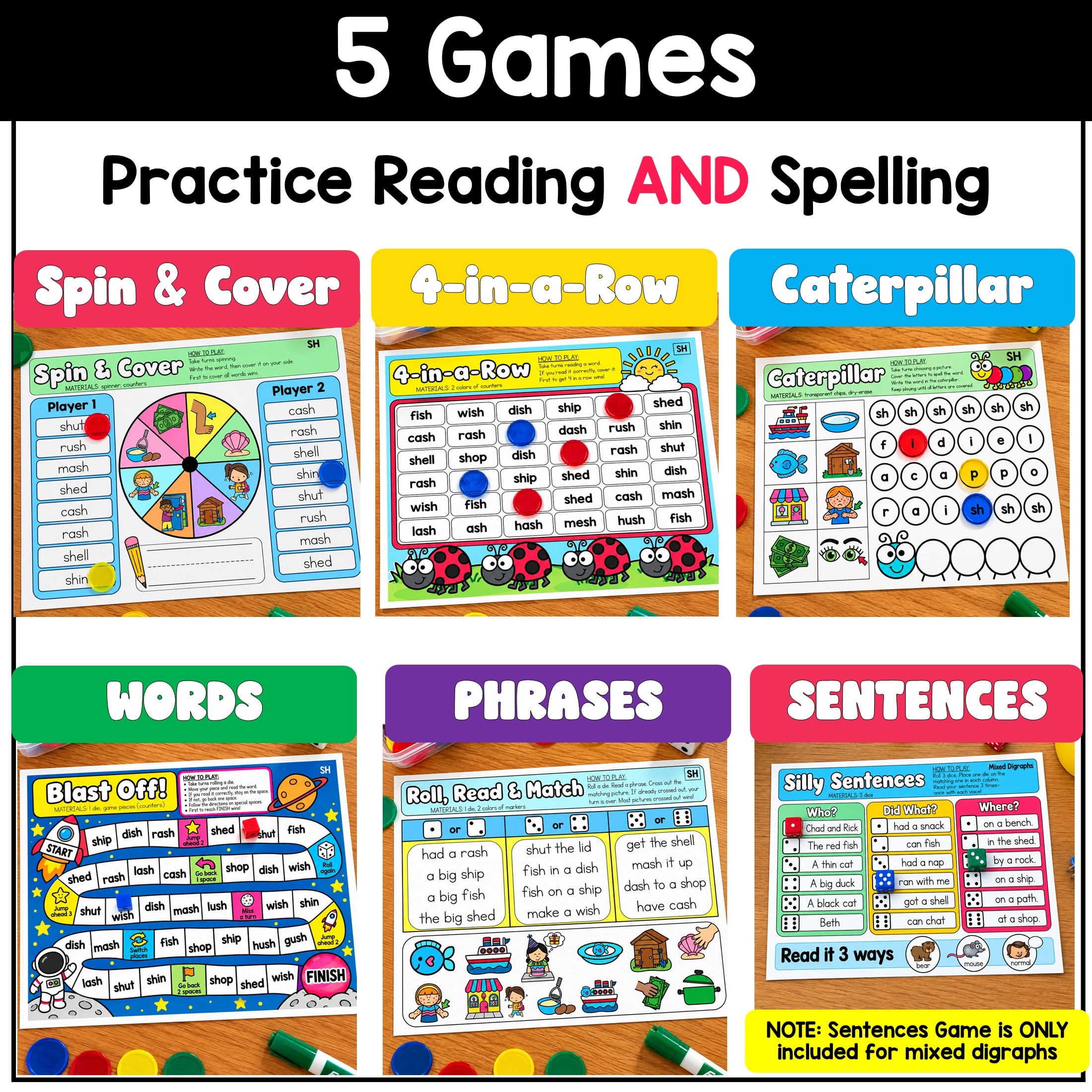 Digraph Game Bundle Phonics Centers Kindergarten 1st Grade No Prep Literacy Centers - Image 3