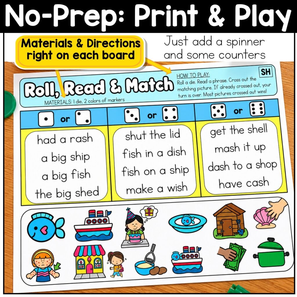 Digraph Game Bundle Phonics Centers Kindergarten 1st Grade No Prep Literacy Centers