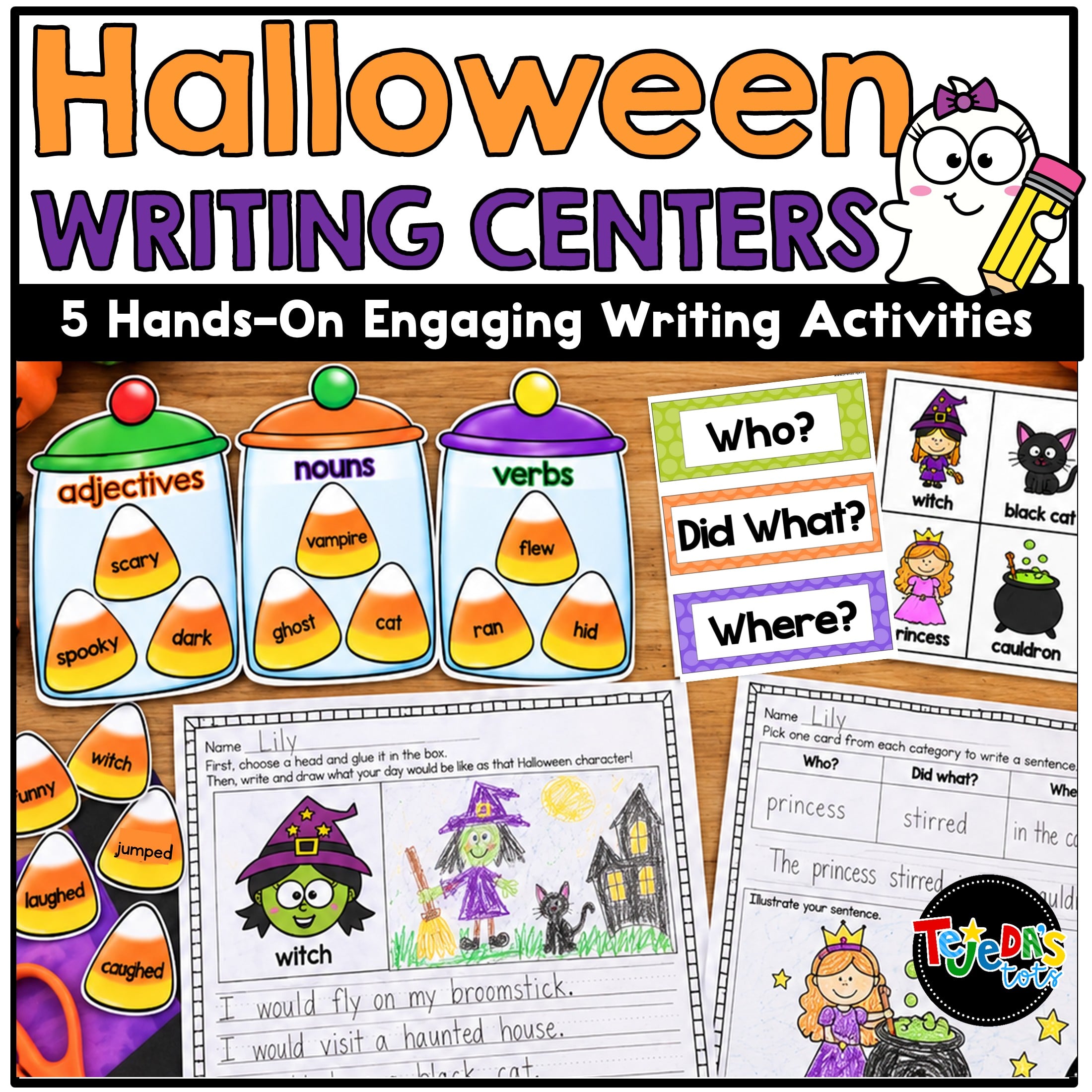 Halloween Writing Prompts Centers Sentence Writing Paper with Lines 1st Grade - Image 1