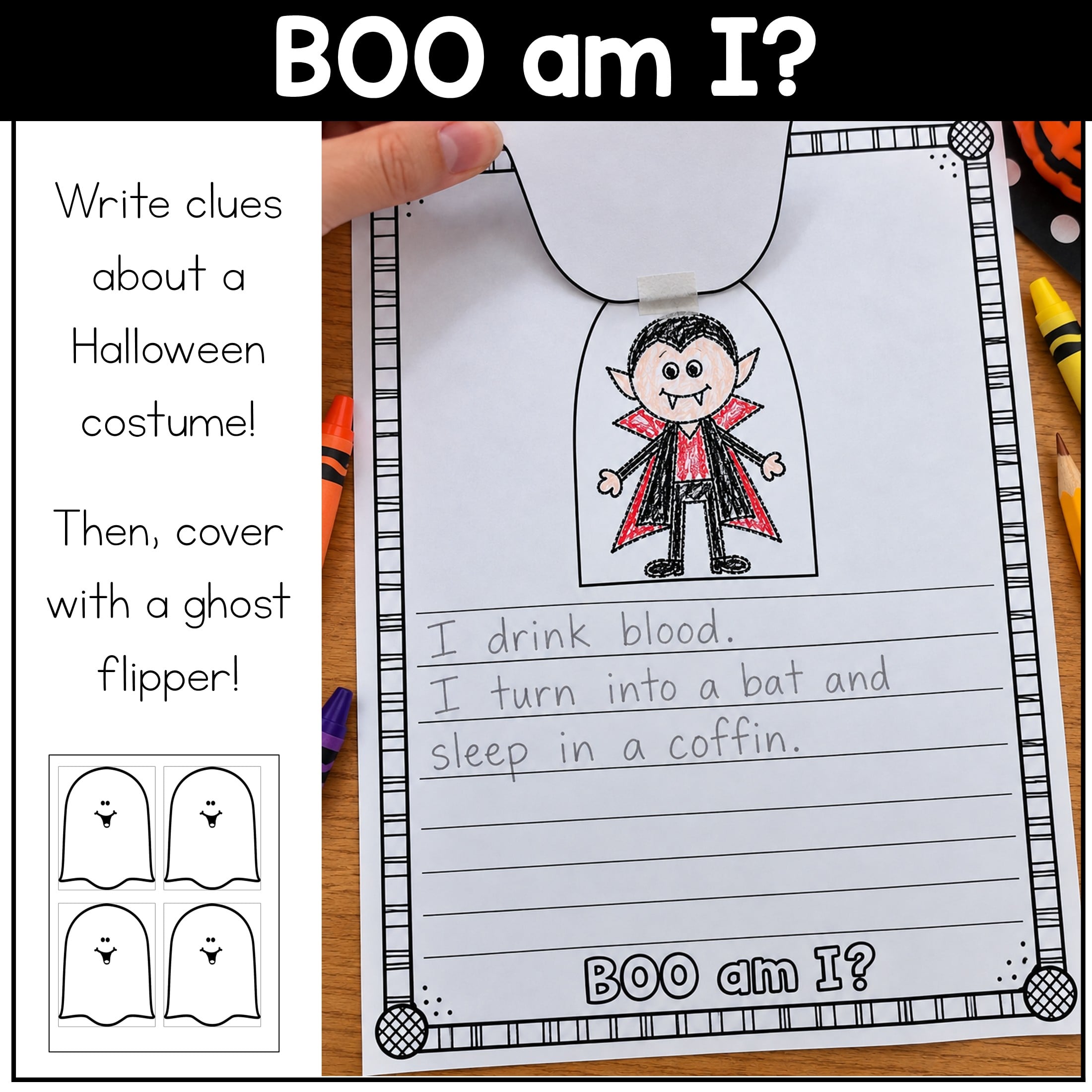Halloween Writing Prompts Centers Sentence Writing Paper with Lines 1st Grade - Image 3
