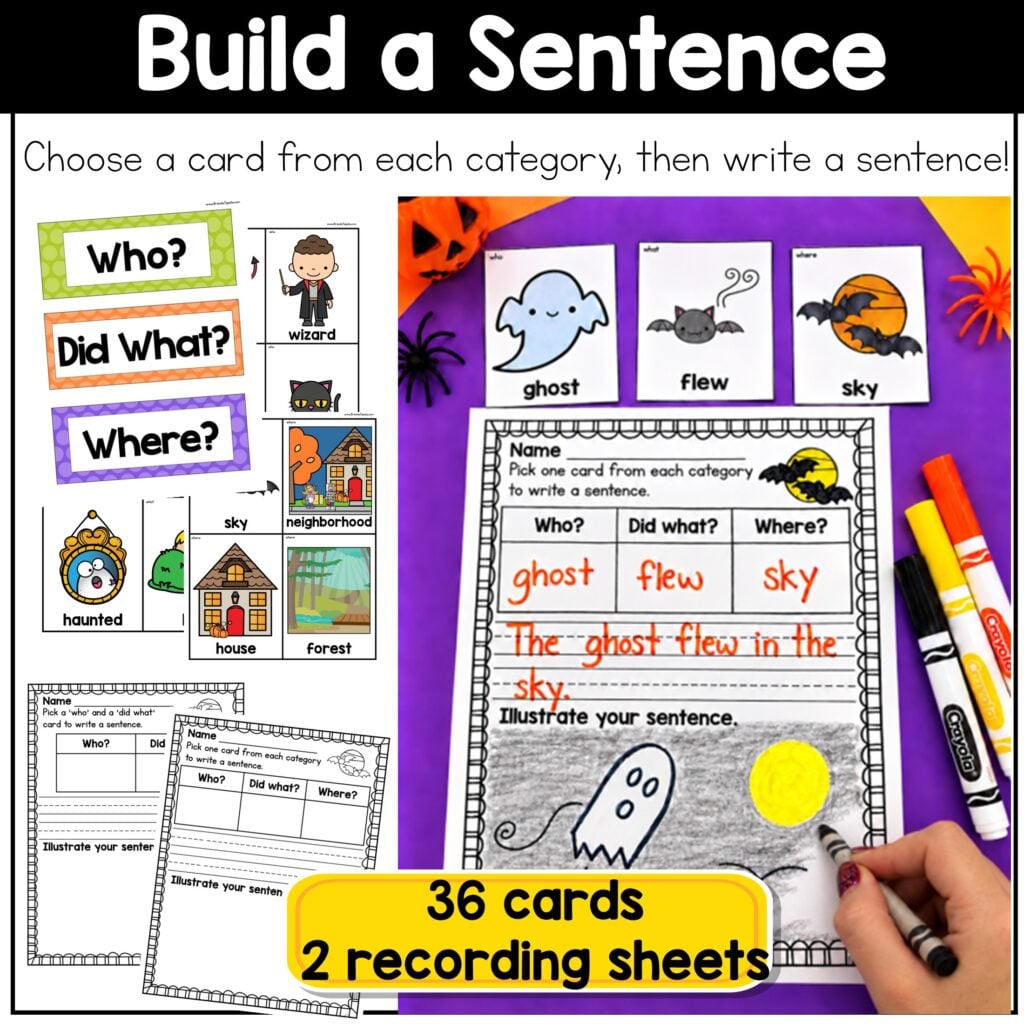 Halloween Writing Prompts Centers Sentence Writing Paper with Lines 1st Grade