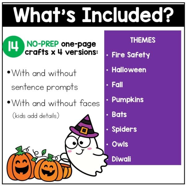 No Prep Halloween Crafts Easy Writing Color Fall October Coloring Pages Sheets - Image 2